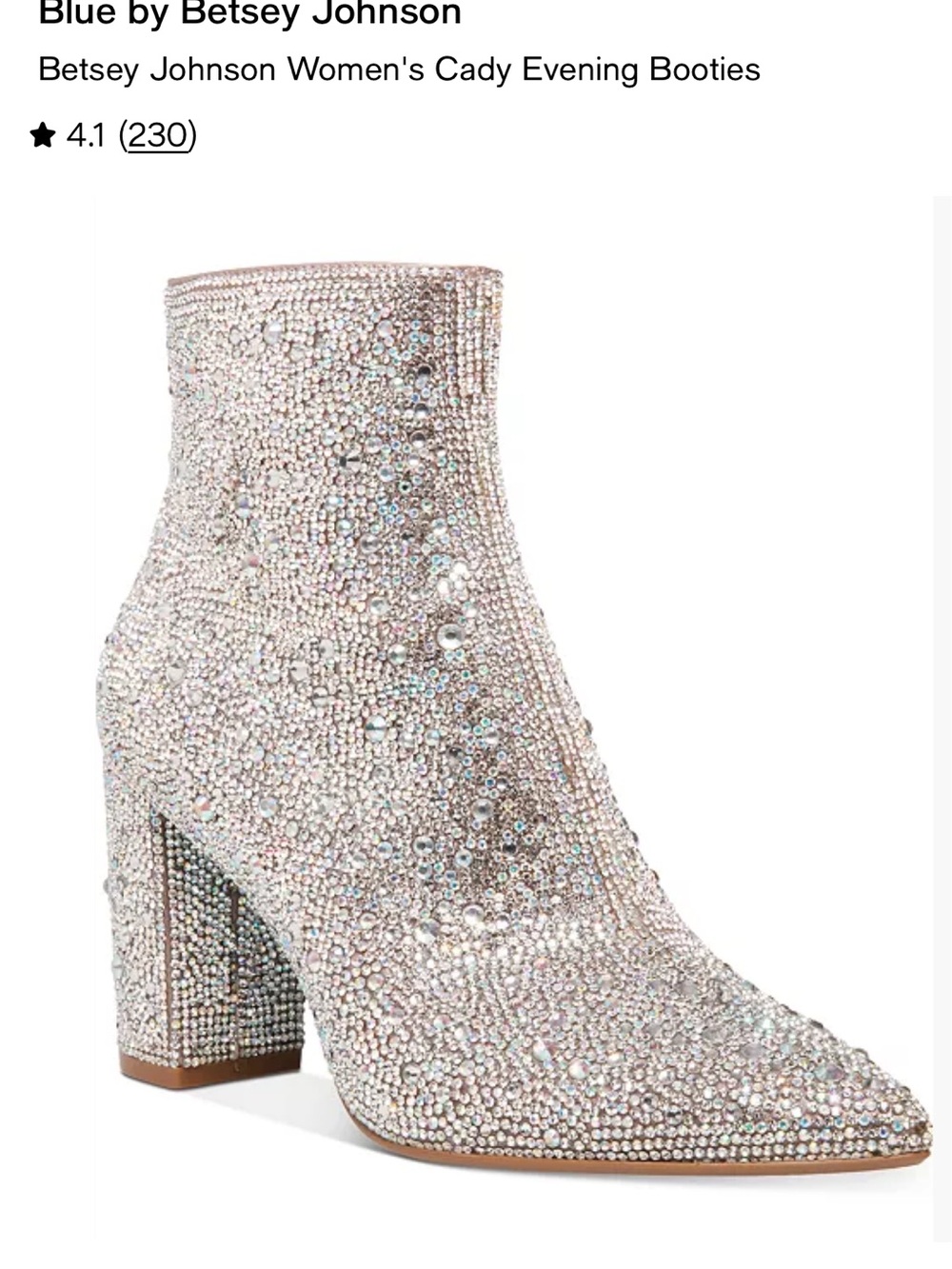 Blue by Betsey Johnson Cady Glitter Crystal Ankle Bootie - Silver Size 9.5